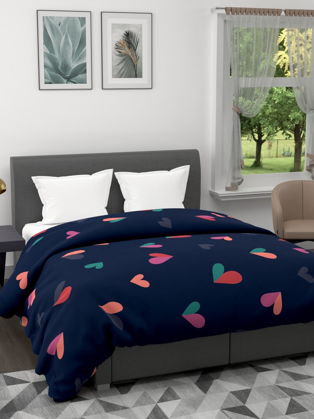 KOPA Blue Abstract AC Room 120 GSM Double Bed Quilt