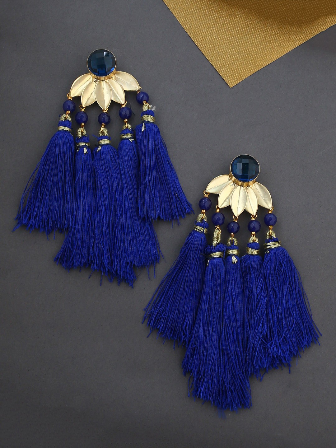 

Tistabene Gold-Plated & Blue Floral Drop Earrings