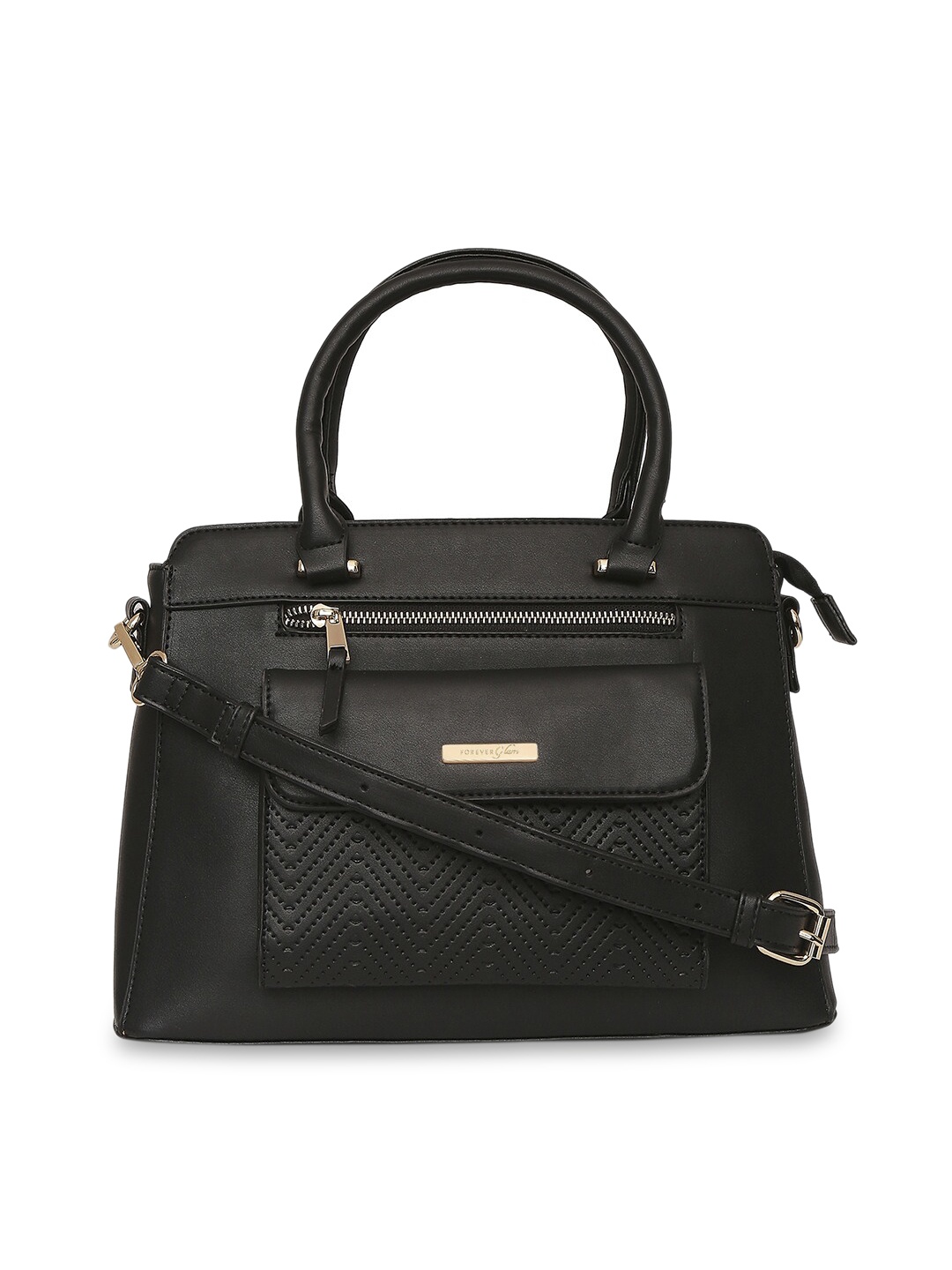 Forever Glam by Pantaloons Synthetic Leather Shoulder Bag, Black