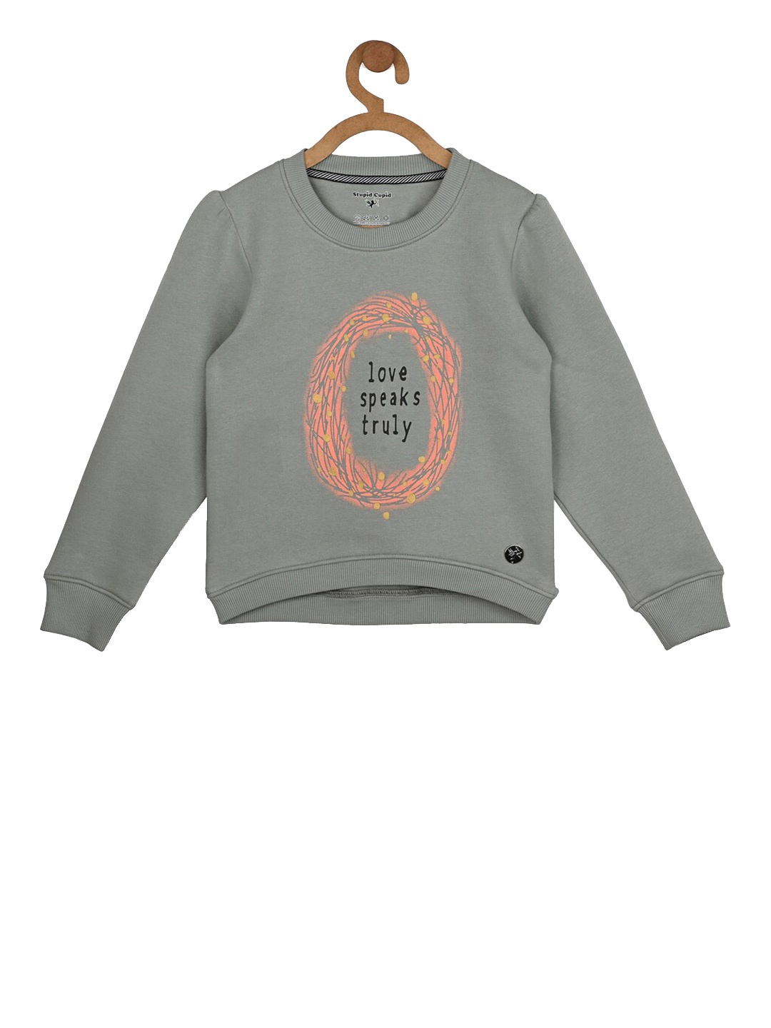 

Stupid Cupid Girls Grey Printed Sweatshirt
