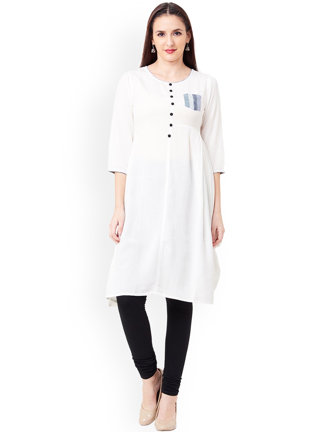

IMARA Women Off-White Solid A-Line Kurta