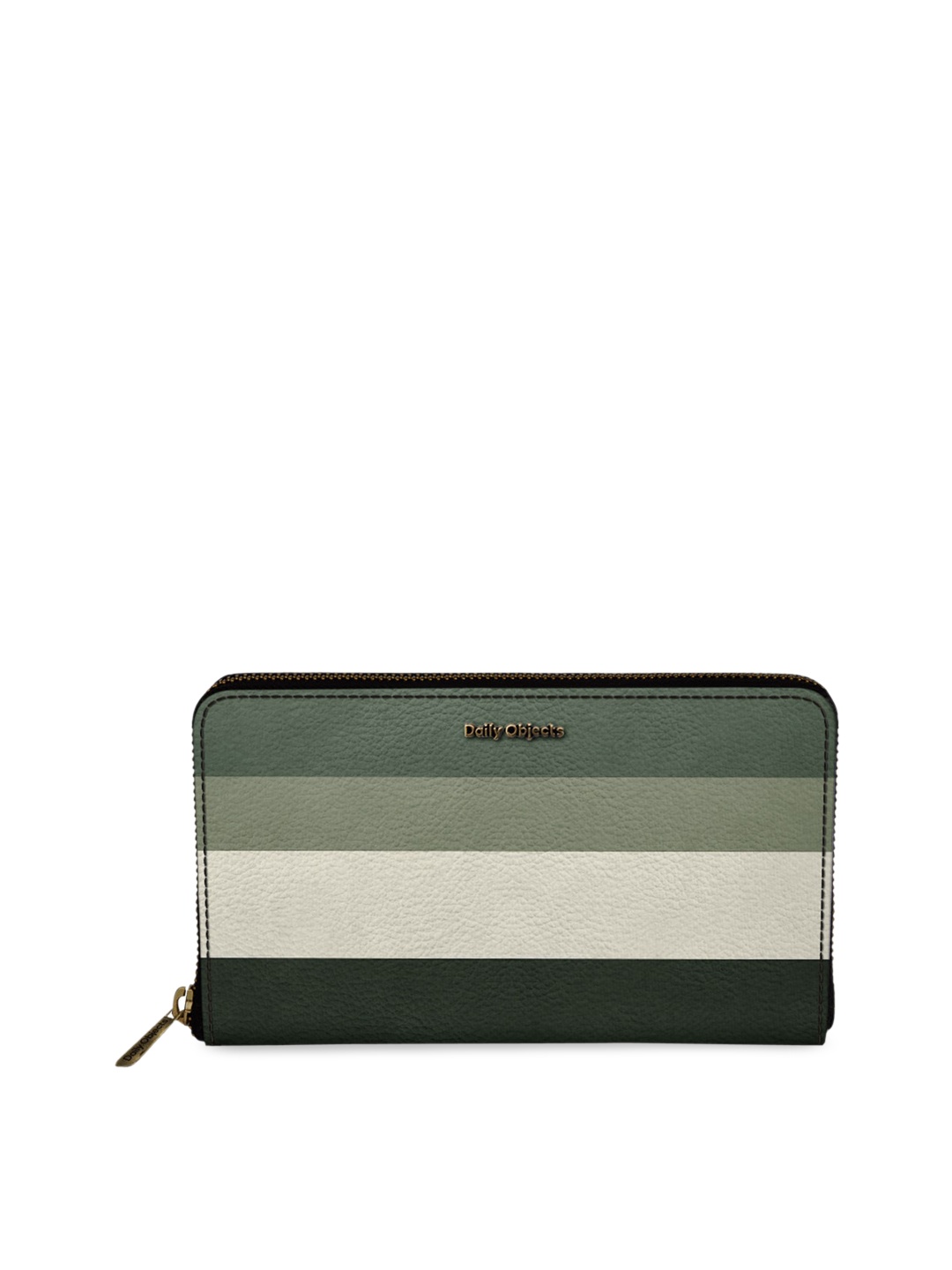 

DailyObjects Women Olive Green & Off-White Striped Zip Around Wallet