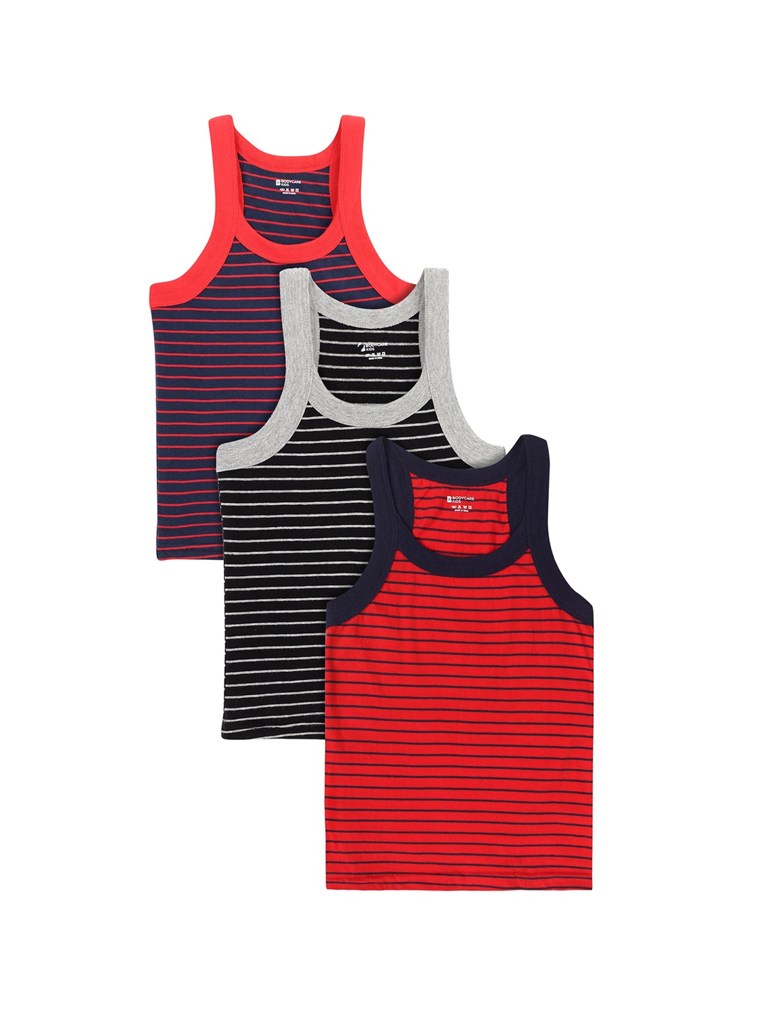 

Bodycare Kids Boys Pack Of 3 Striped Innerwear Vests KGA2015ABC, Black