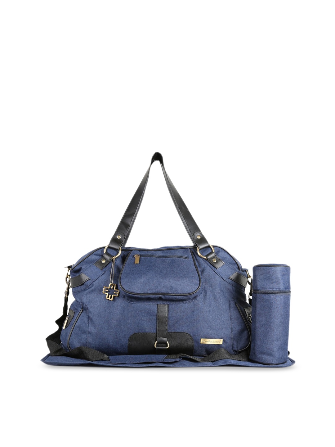 

My Milestones Blue Solid Diaper Bag with Bottle Holder & Changing Mat