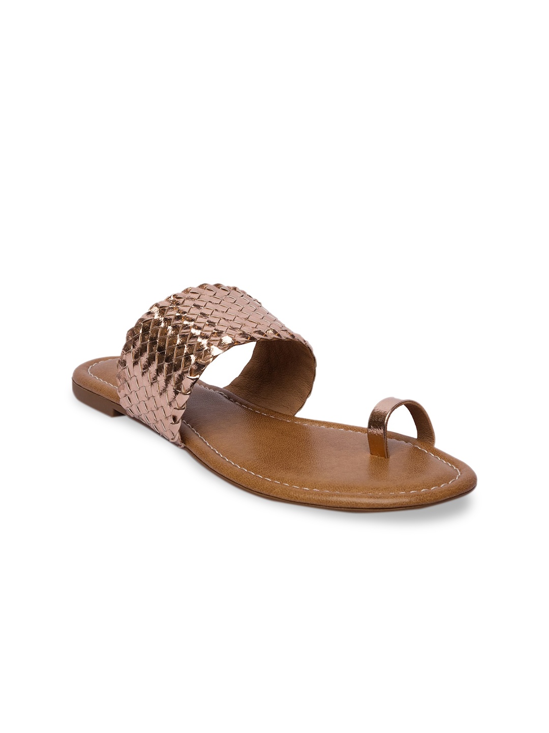 

Inc 5 Women Bronze-Toned Woven Design One Toe Flats