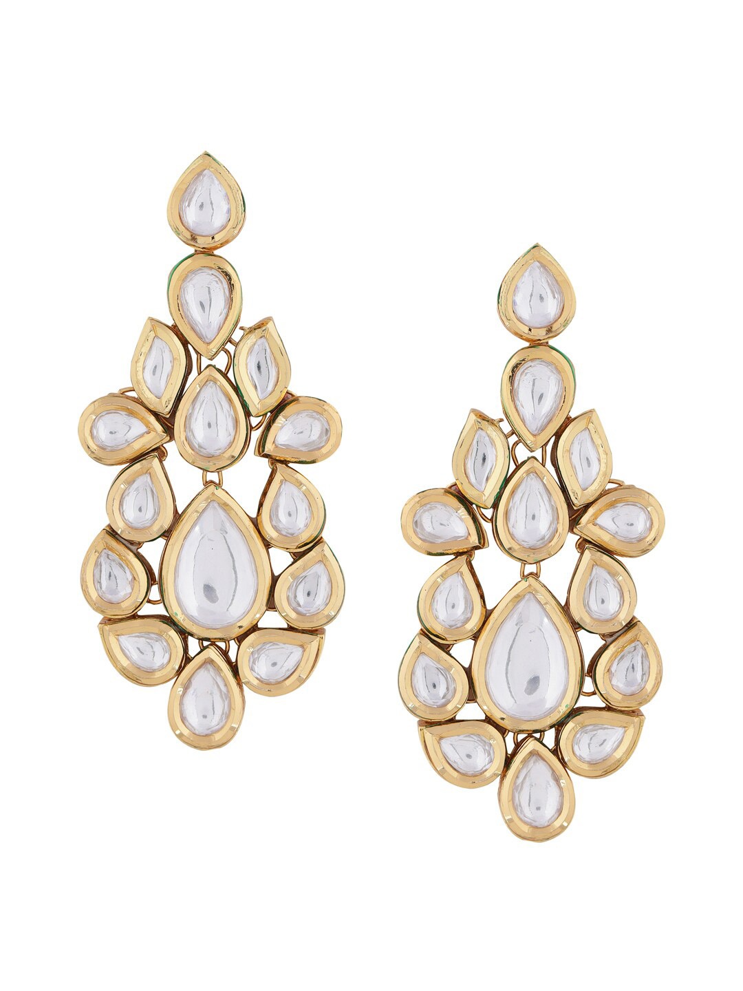 

Tistabene Gold-Plated & White Leaf Shaped Drop Earrings