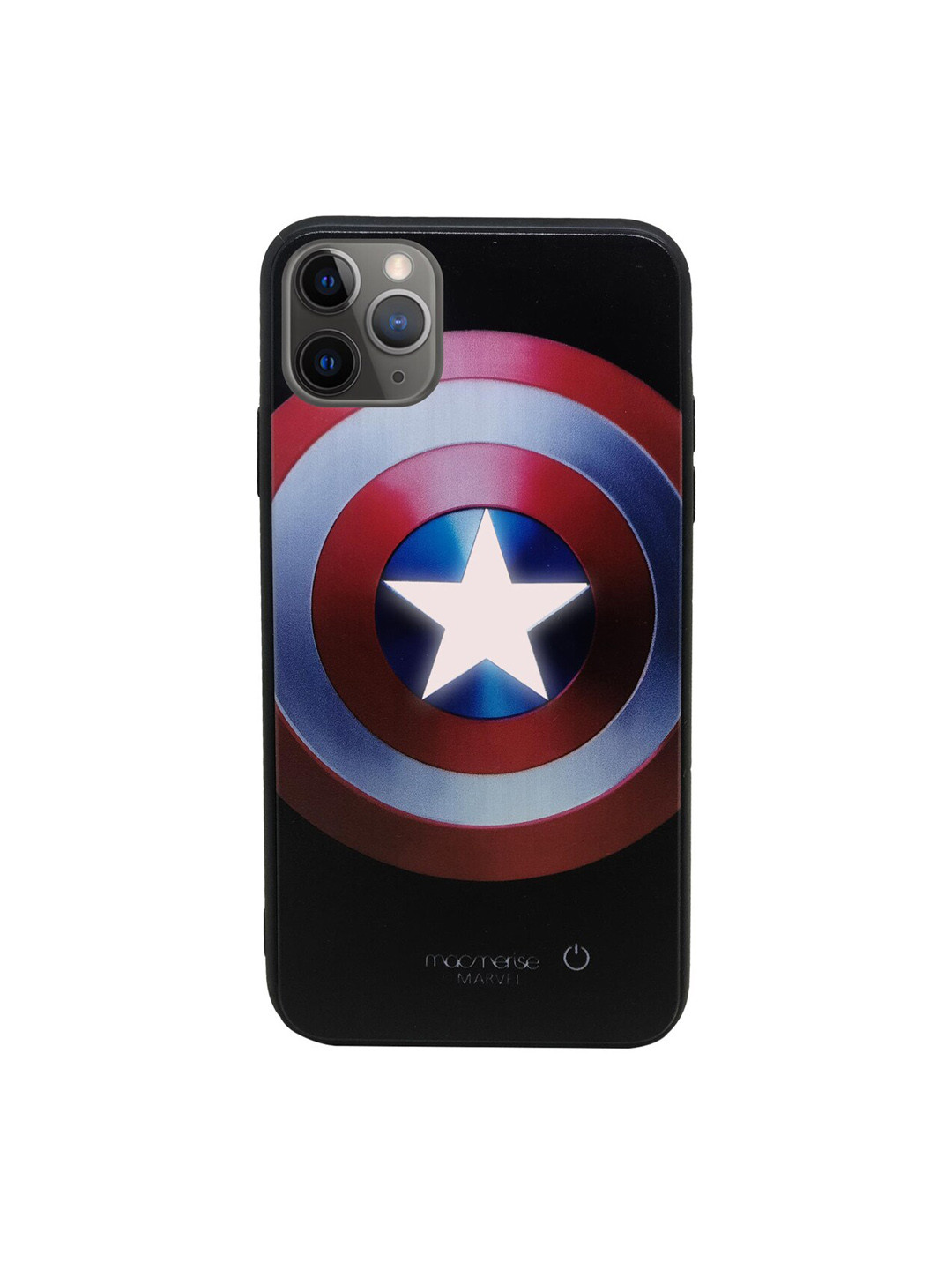 

macmerise Black Marvel Captains Shield Lumous Sustainable IPhone 11 Pro Max Back Case