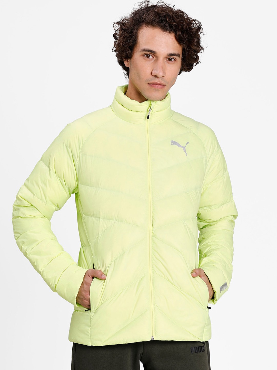 

Puma Men Fluorescent Green Solid Padded Jacket