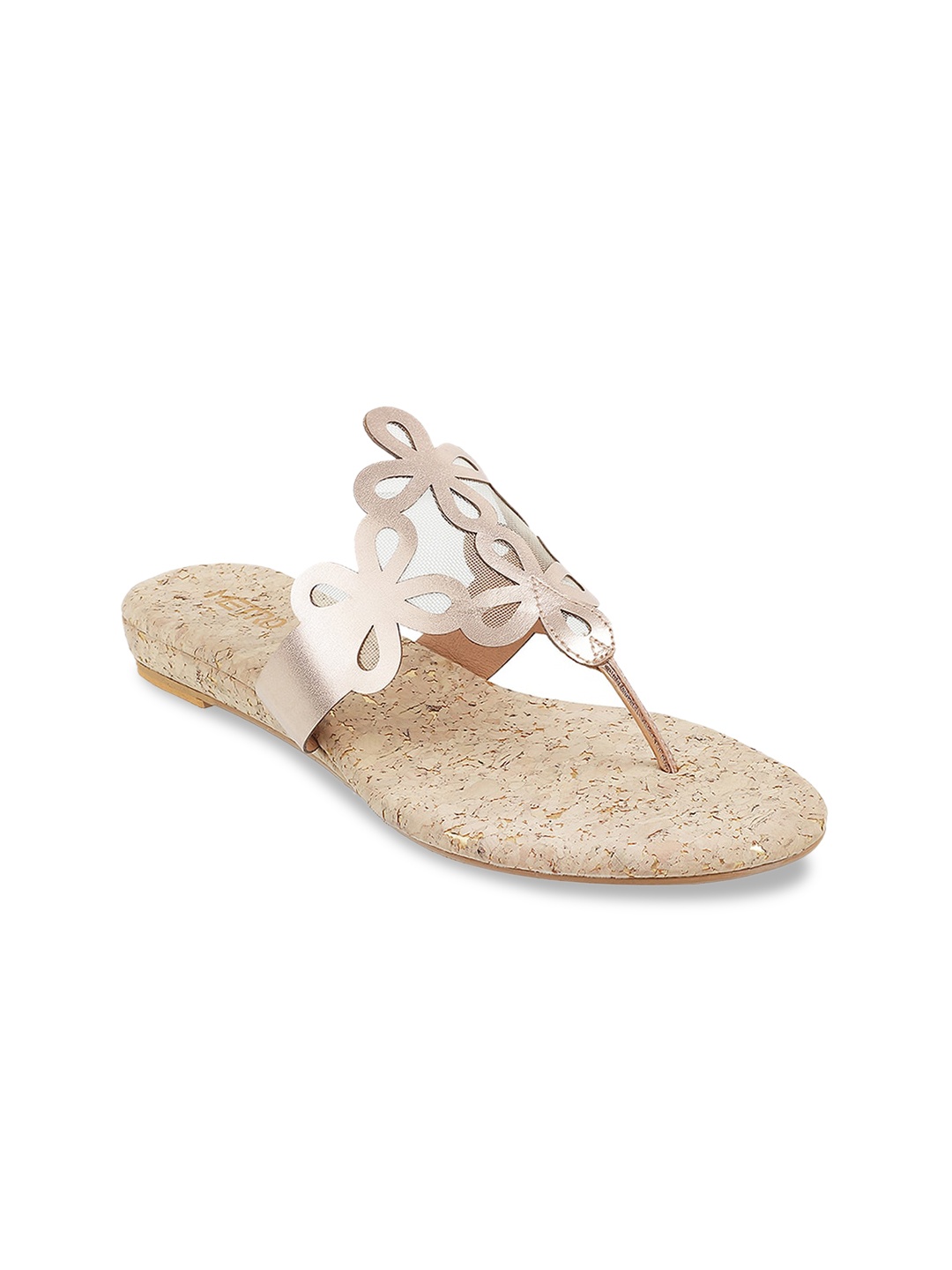 

Metro Women Gold-Toned Solid Open Toe Flats