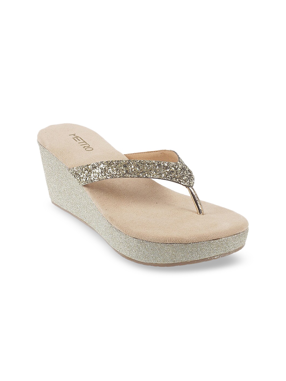 

Metro Women Gold-Toned Embellished Wedges