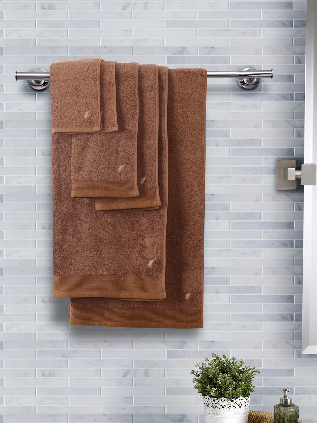 

MASPAR Unisex Set Of 6 Brown Solid 550 GSM Towels