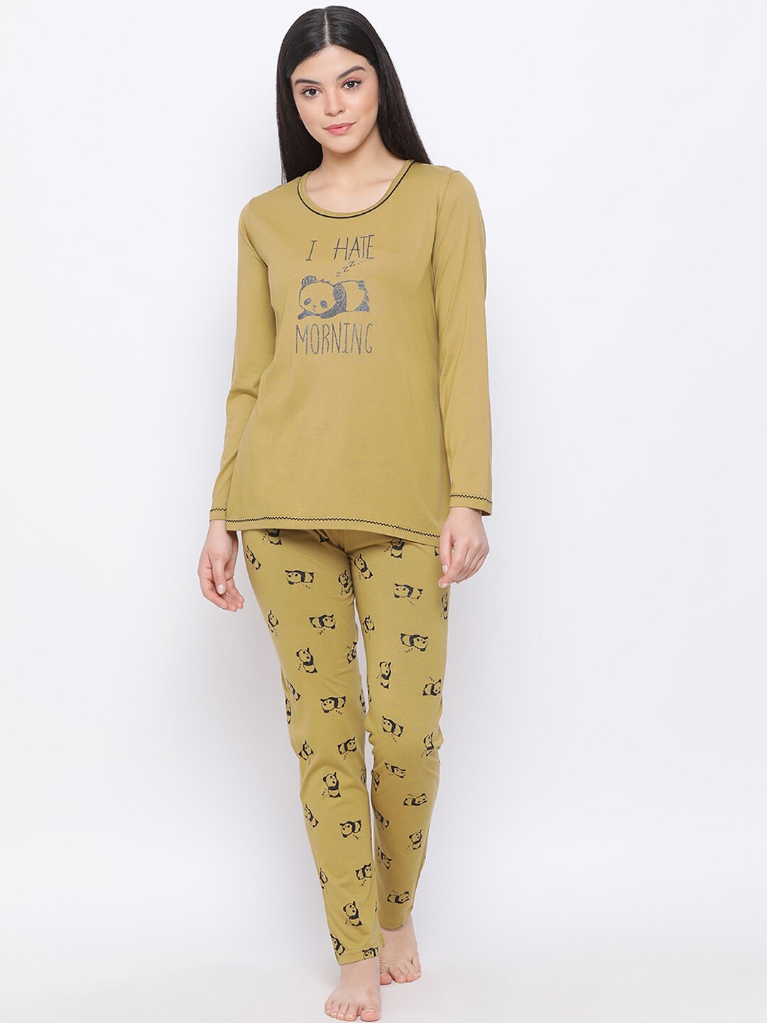 

Kanvin Women Green Printed Night suit