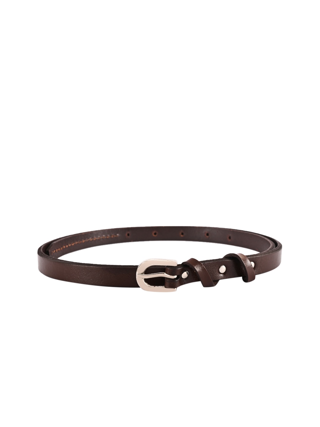 

BuckleUp Women Coffee Brown Solid Leather Slim Belt
