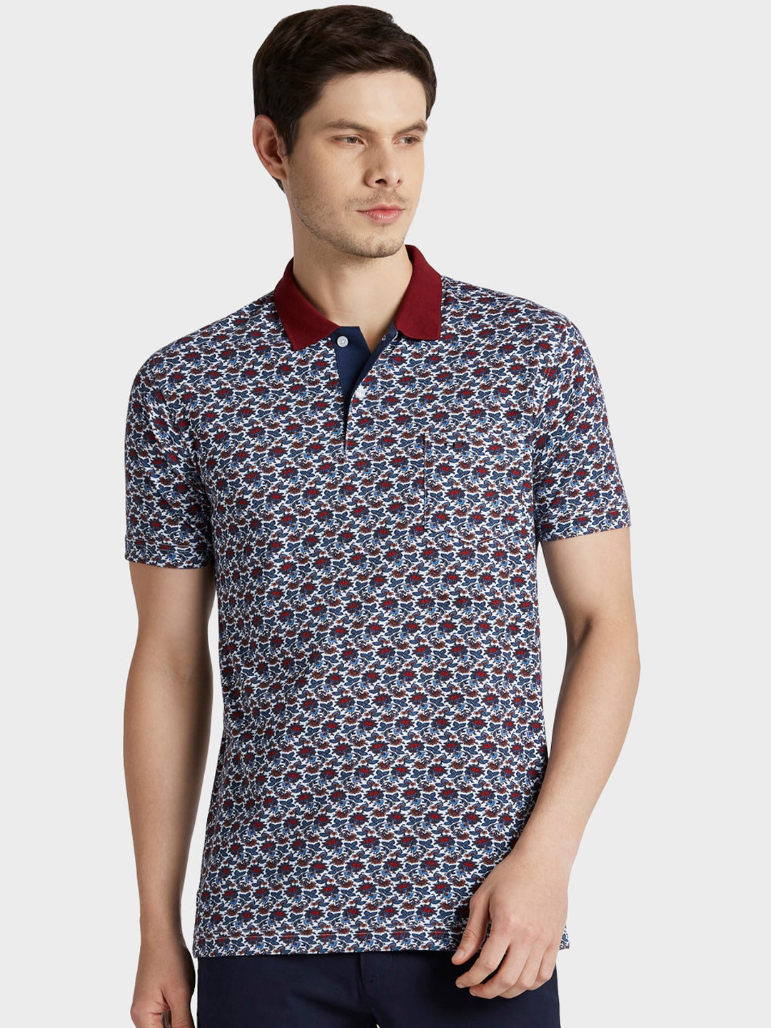 

ColorPlus Men White Printed Polo Collar T-shirt