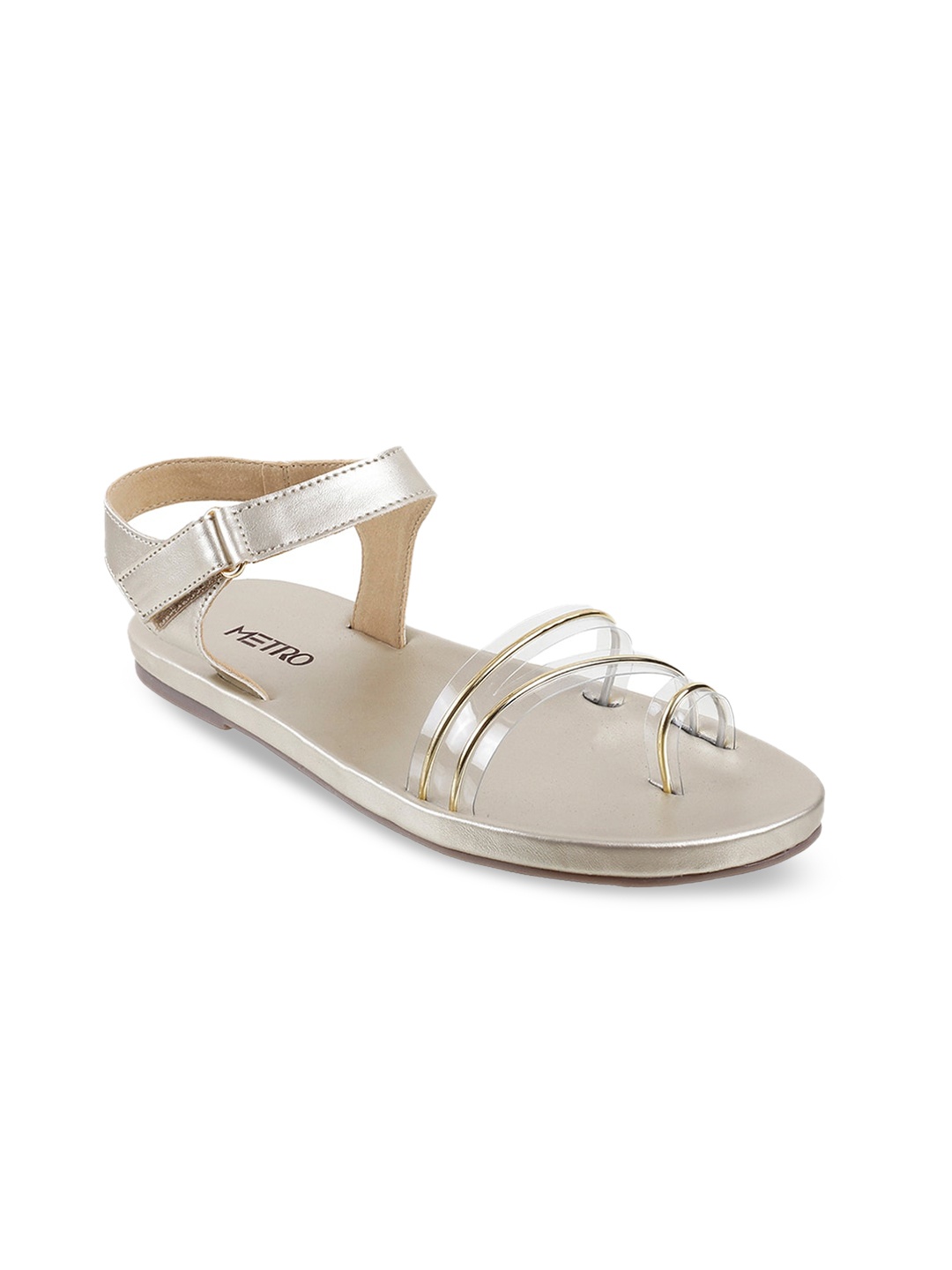 

Metro Women Gold-Toned Solid Open Toe Flats