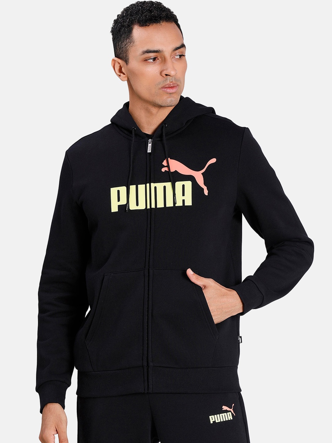 

Puma Men Black Essentials Full Zip Track Hoodie