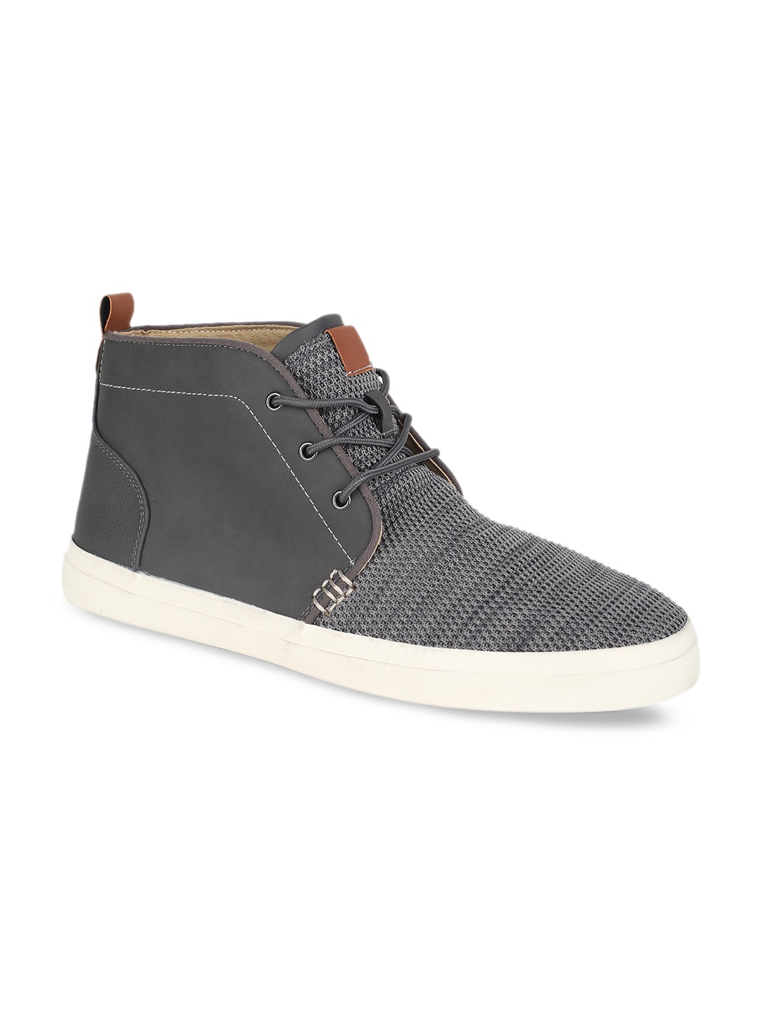 

Bata Men Grey Solid PU Mid-Top Flat Boots
