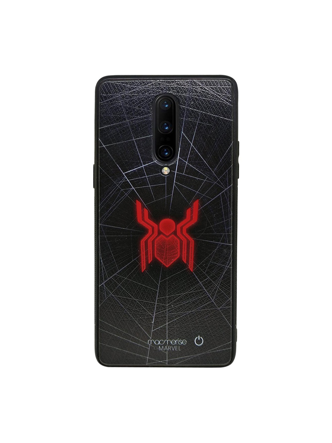 

macmerise Black & Red Marvel Comics Spider Webbed Lumous Sustainable OnePlus 8 Back Case