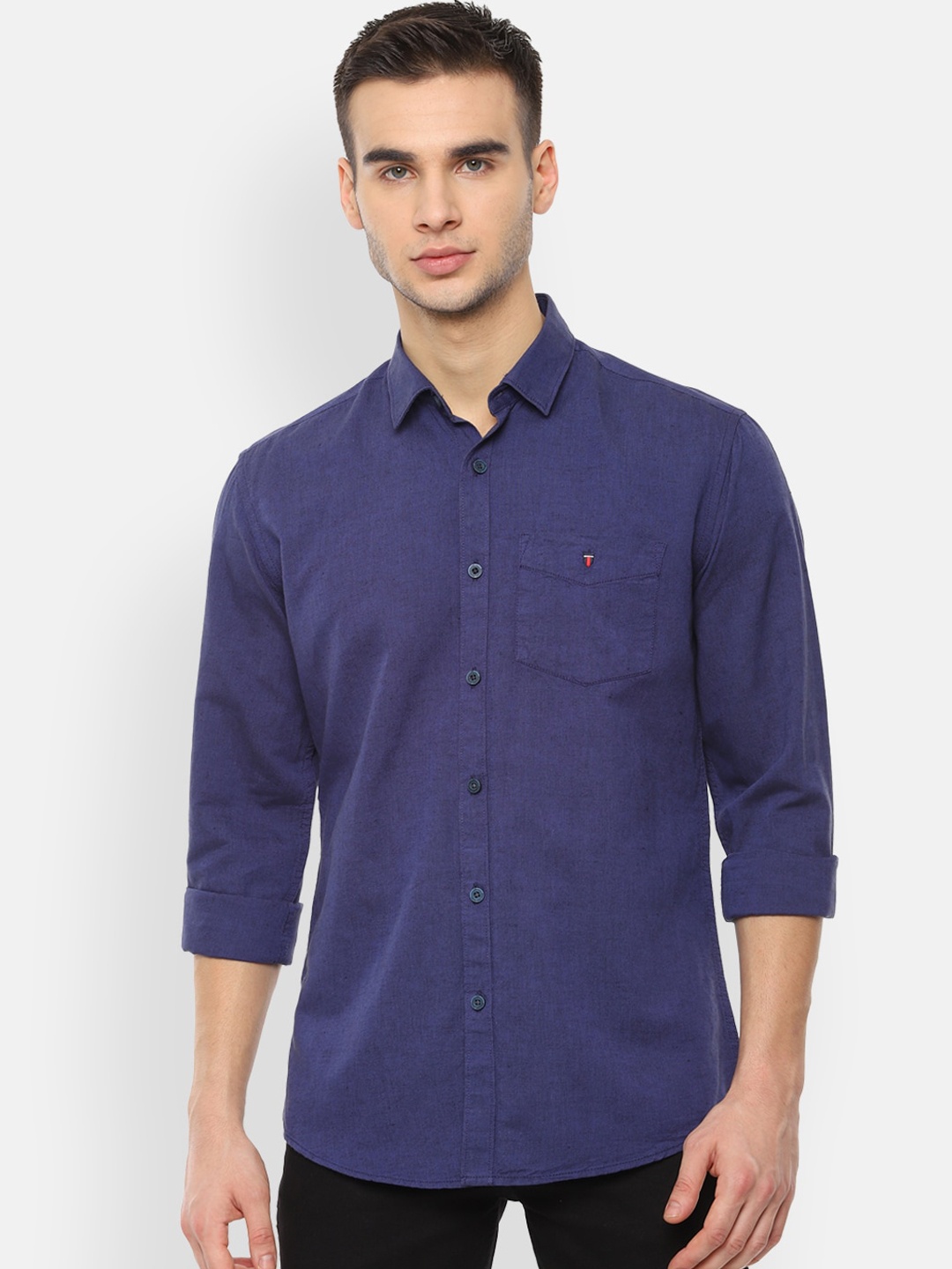 

Louis Philippe Sport Men Navy Blue Contemporary Slim Fit Solid Casual Shirt