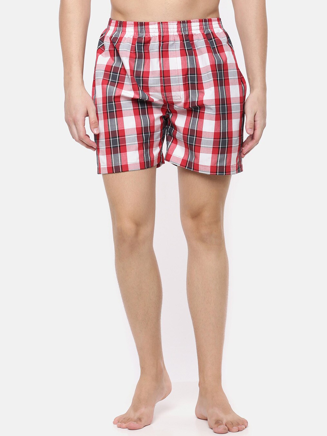 

Cross Court Men Red & Grey Checked Pure Cotton Boxers