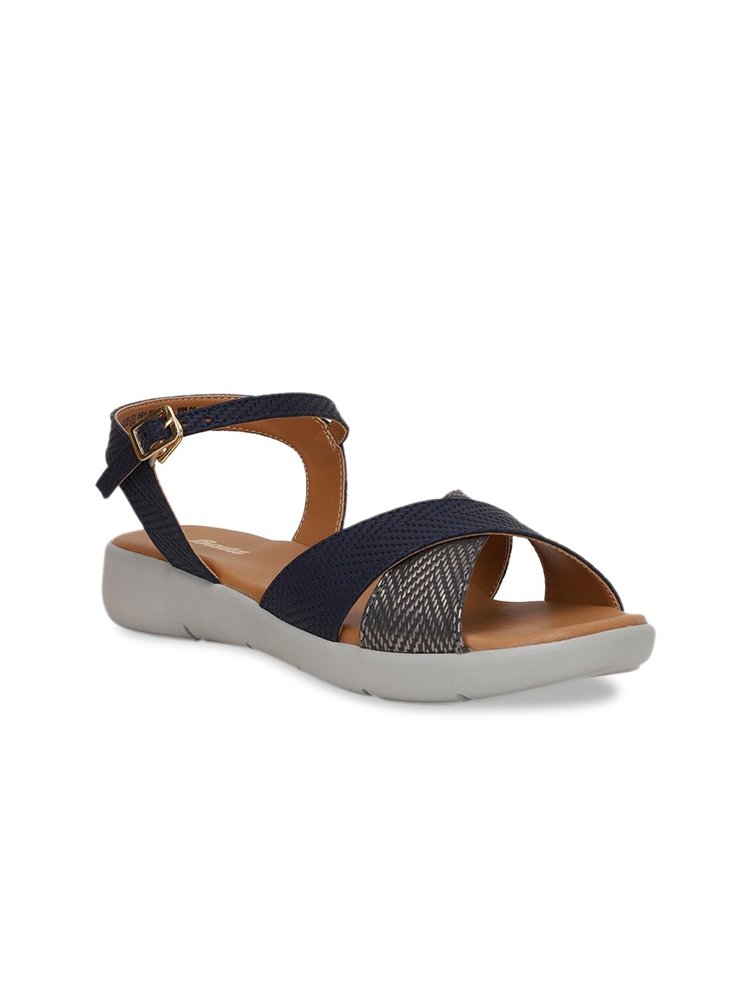 

Bata Women Navy Blue & Gold-Toned Textured Open Toe Flats