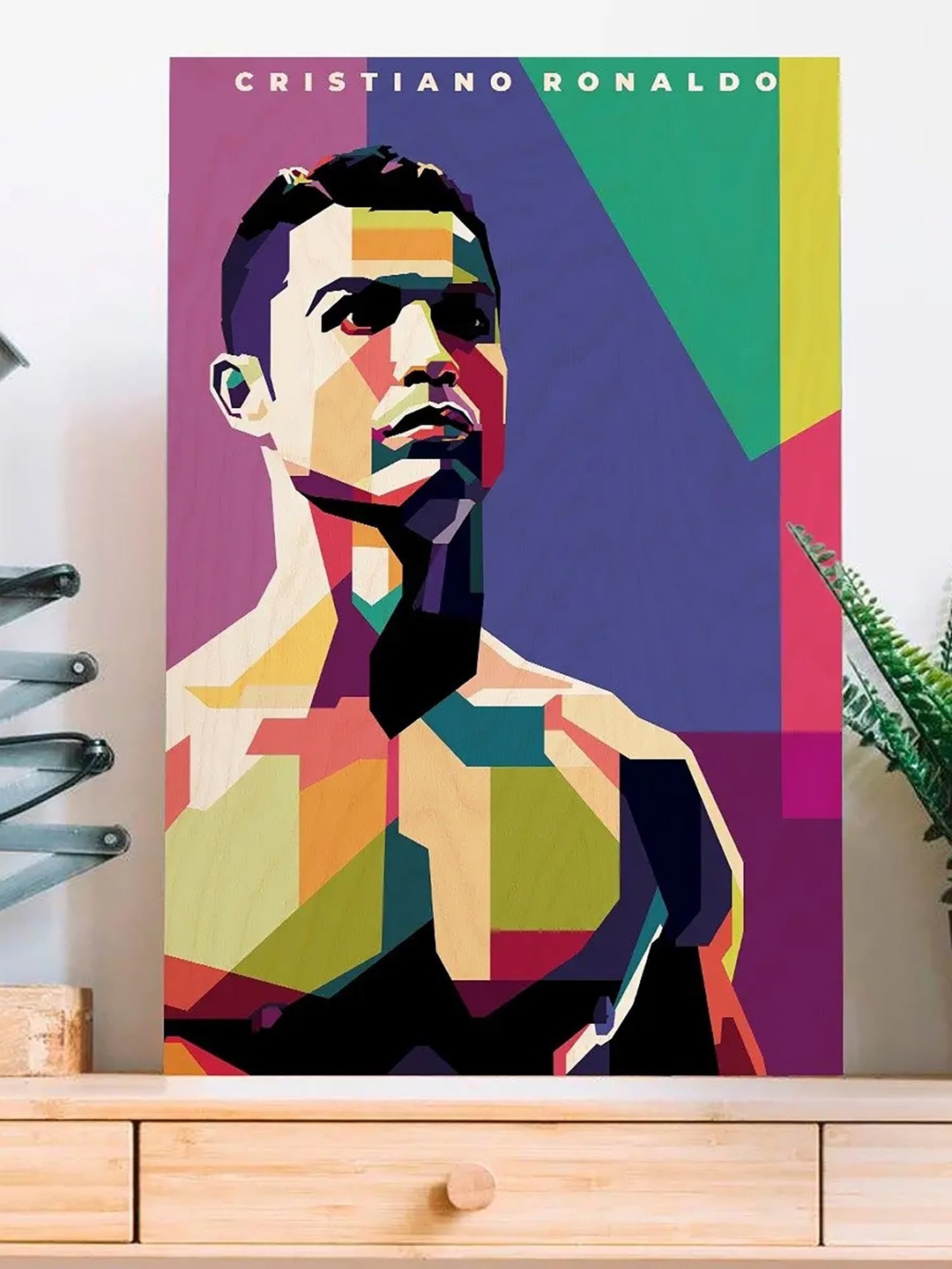 

Bigsmall Multicoloured Cristiano Ronaldo Wooden Wall Art, Multi