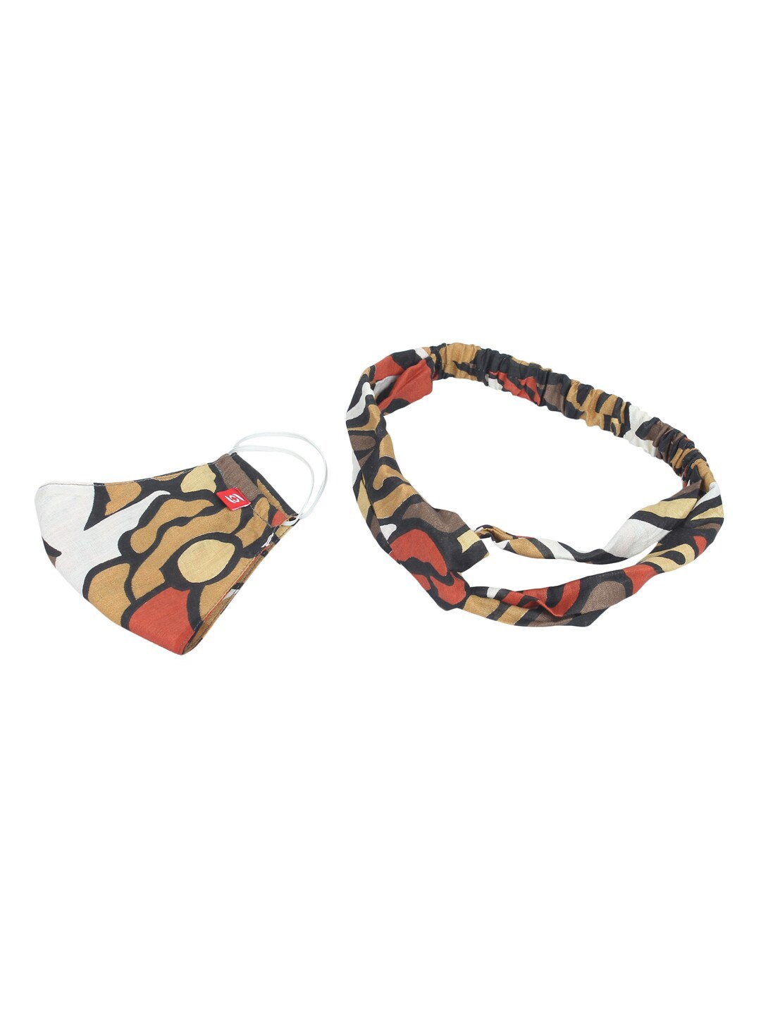 

Swiss Design Women Printed 2-Ply Anti-Pollution Reusable Mask With Headband, Mustard