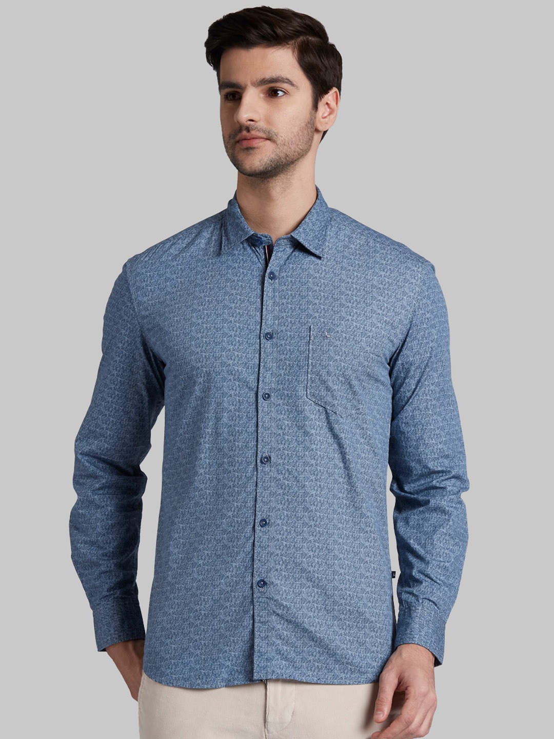 

Parx Men Blue Slim Fit Printed Casual Shirt