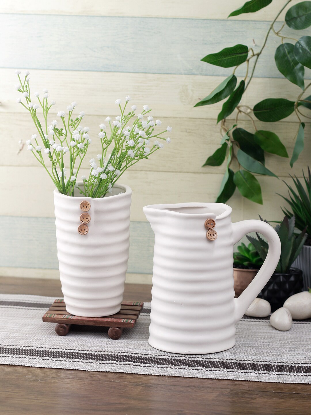 

TAYHAA White 2 Pcs Solid Ceramic Vases