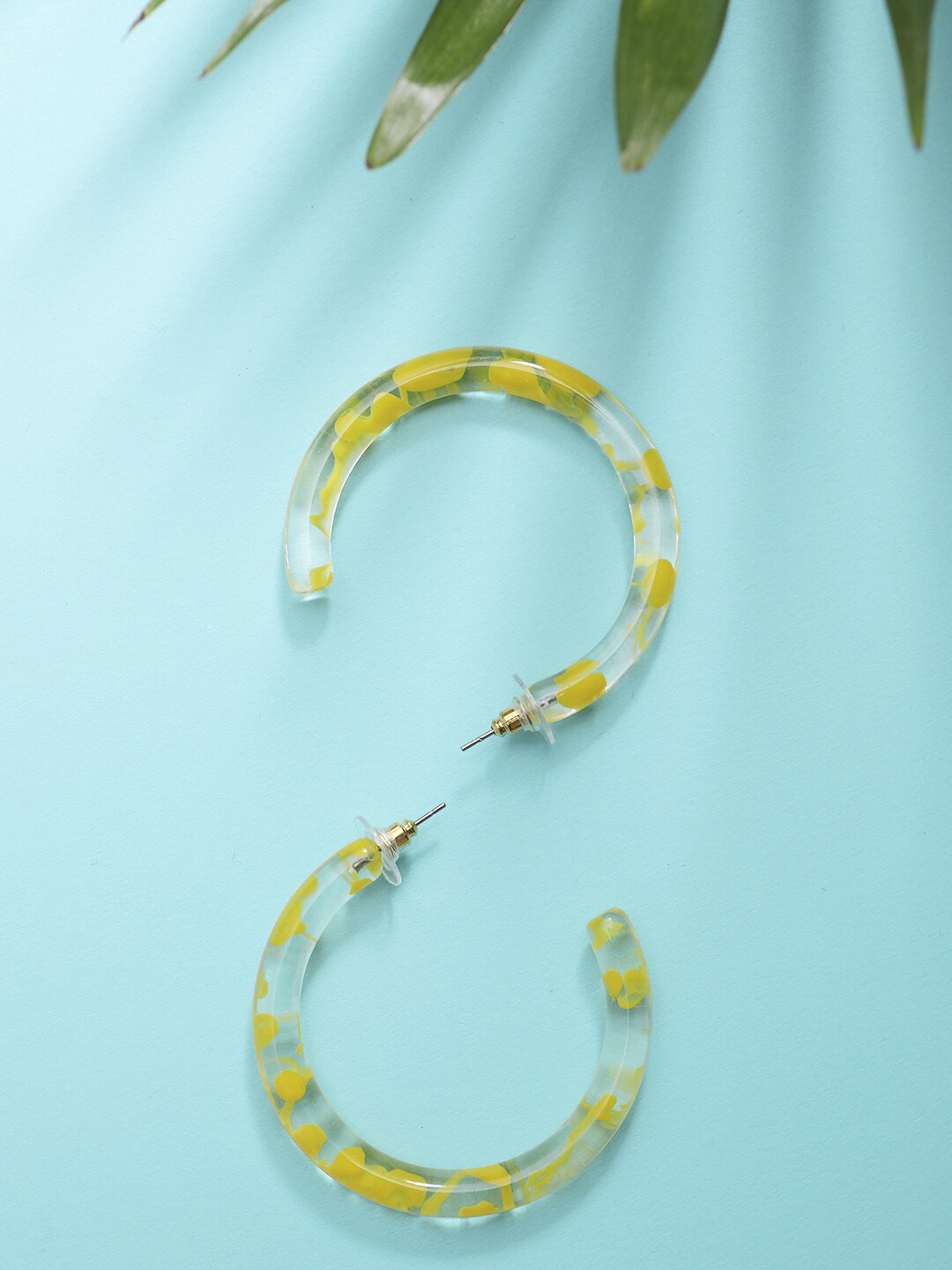 

STREET 9 Yellow Quirky Half Hoop Earrings