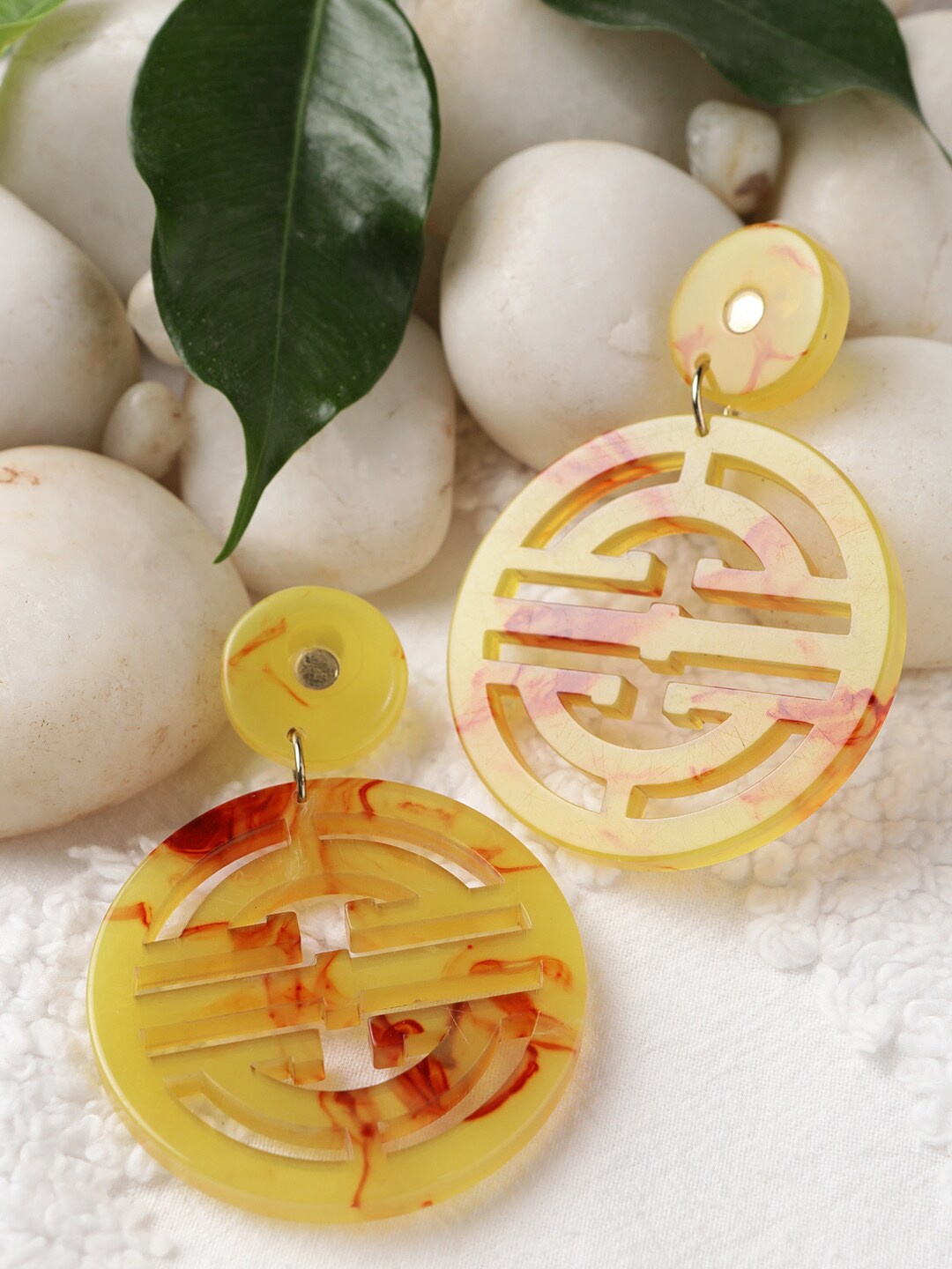 

STREET 9 Yellow & Orange Circular Drop Earrings