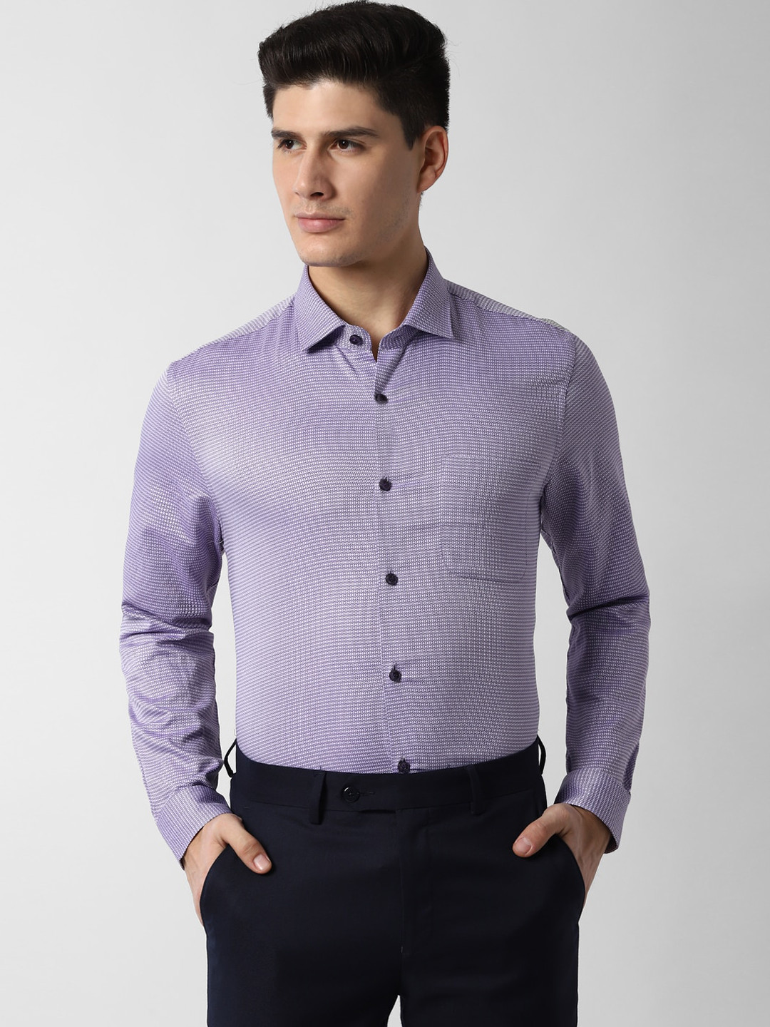 

Peter England Elite Men Purple Slim Fit Micro Print Formal Shirt