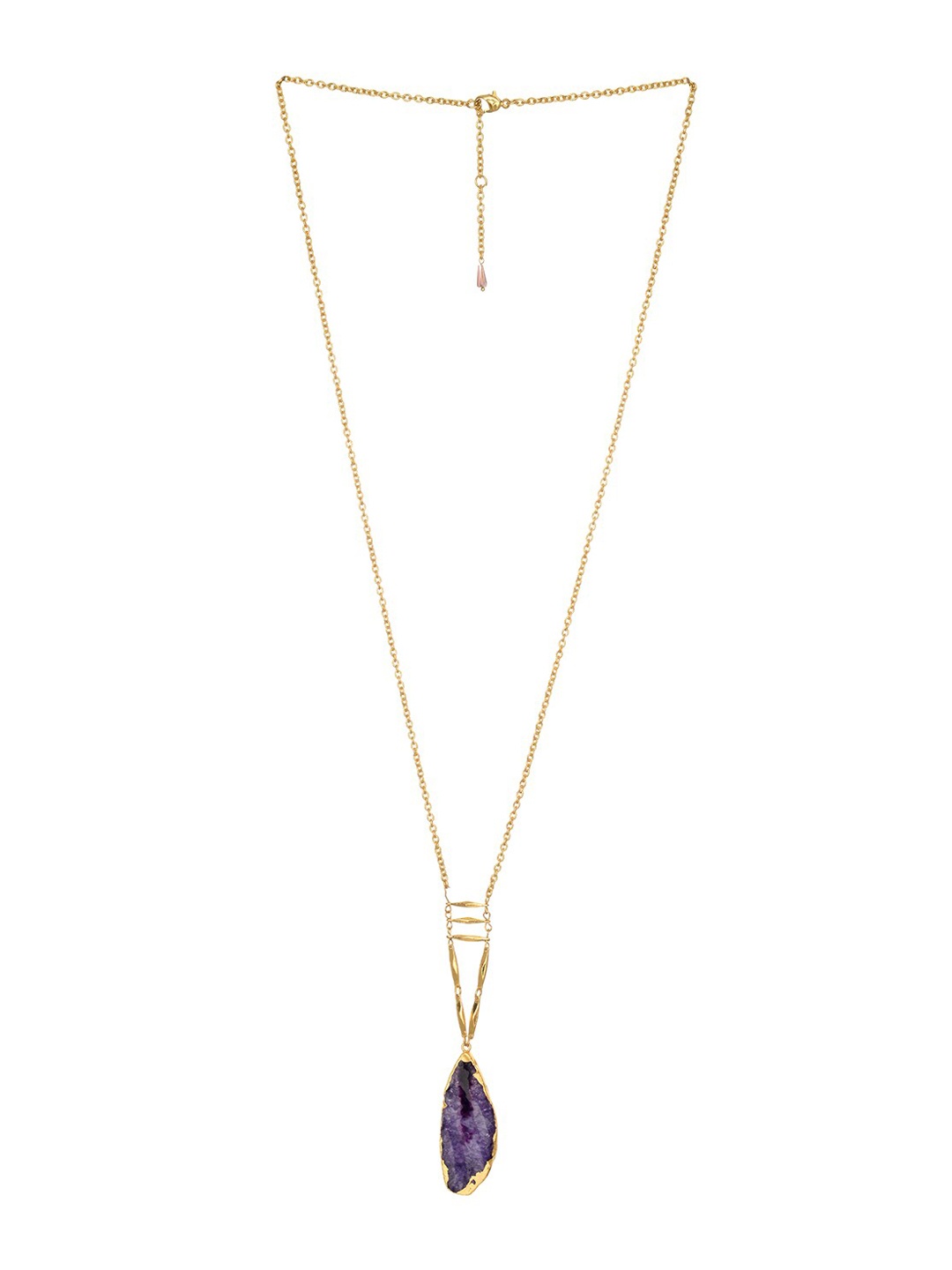 

INDYA Gold-Plated Purple Stone Pendant Necklace