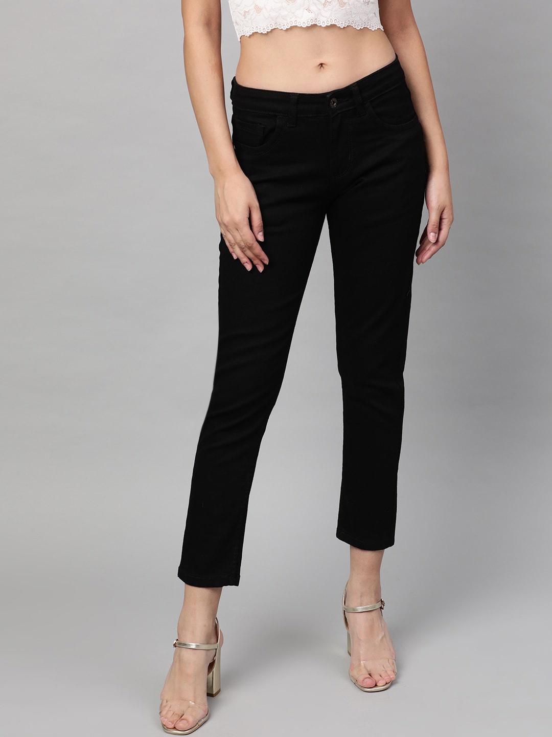 

STREET 9 Women Black Skinny Fit Mid-Rise Clean Look Stretchable Jeans