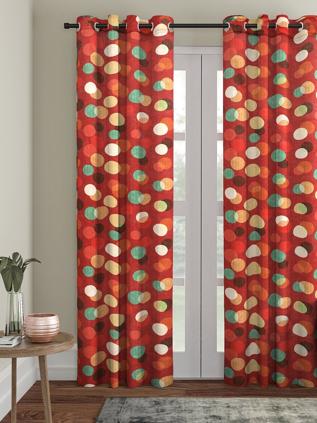 

ROMEE Red & Green Room Darkening Door Curtain