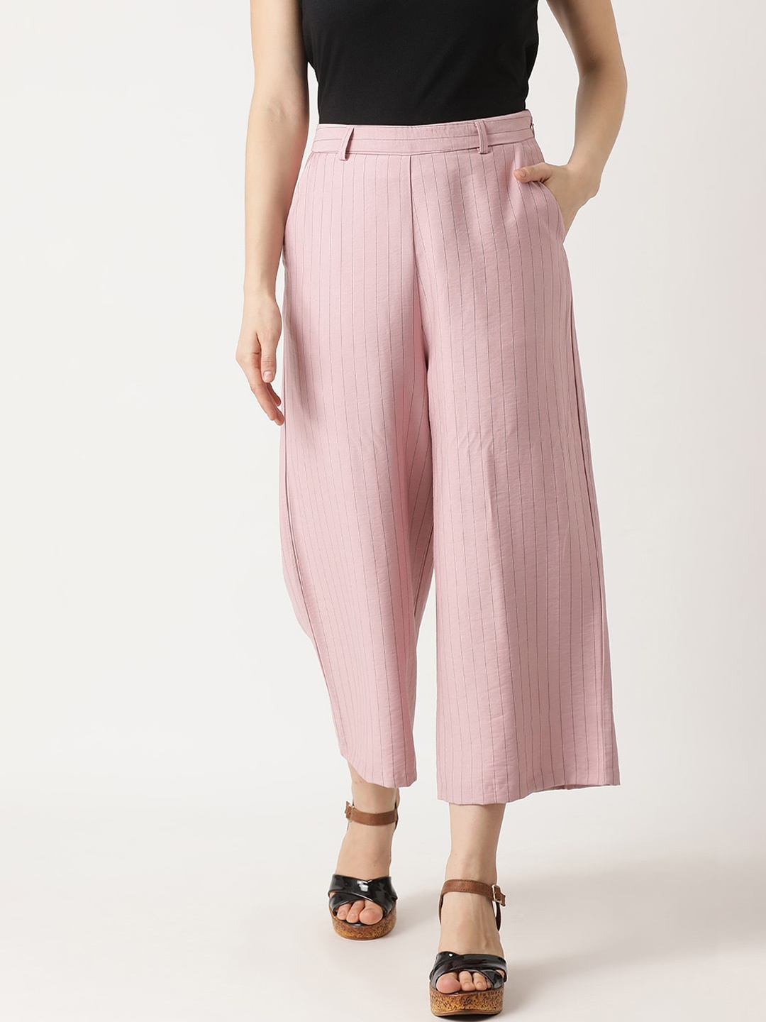 ZOELLA Women Pink Regular Fit Striped Culottes