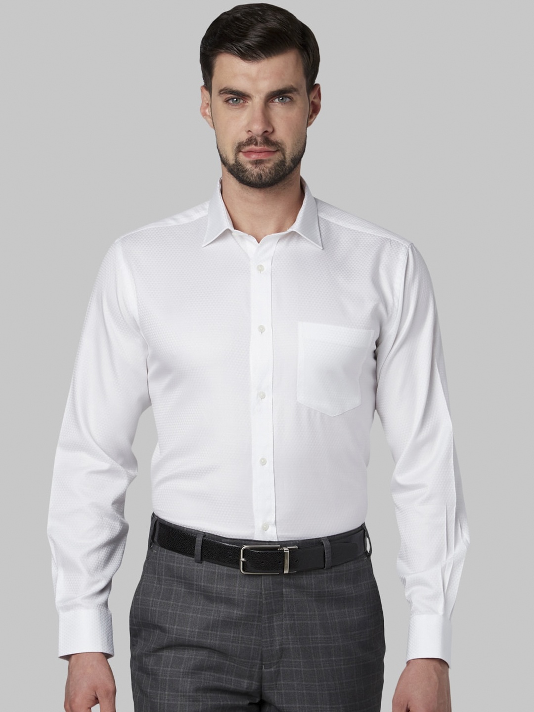 

Park Avenue Men White Regular Fit Self Design Formal Shirt