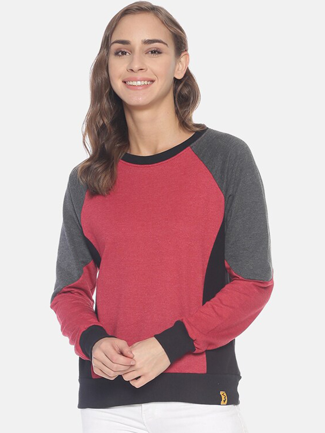 

Campus Sutra Women Red Solid Sweatshirt