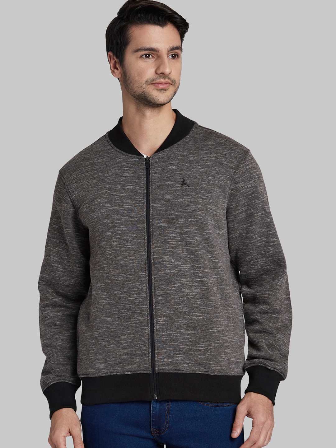 

Parx Men Grey Self Design Sweatshirt