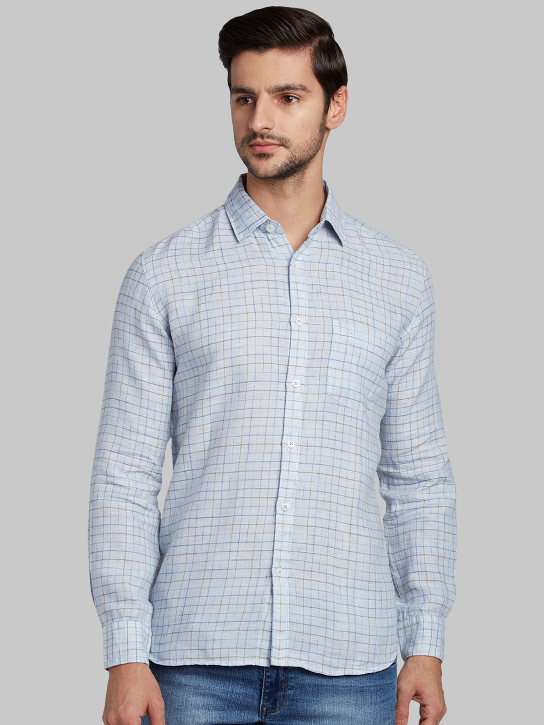 

Parx Men Blue Slim Fit Checked Casual Shirt