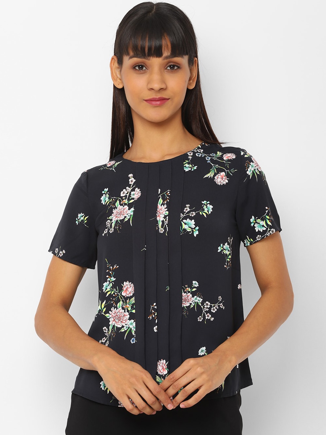 

Allen Solly Woman Women Black Floral Printed Top