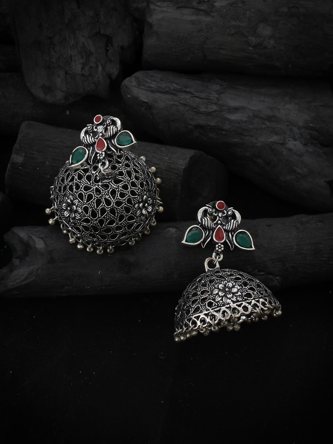 

Silvermerc Designs Silver-Plated Dome Shaped Jhumkas