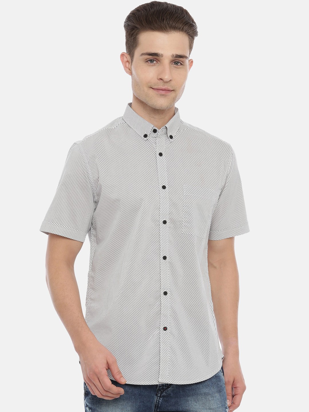 

Bene Kleed Men Grey Regular Fit Striped Casual Shirt