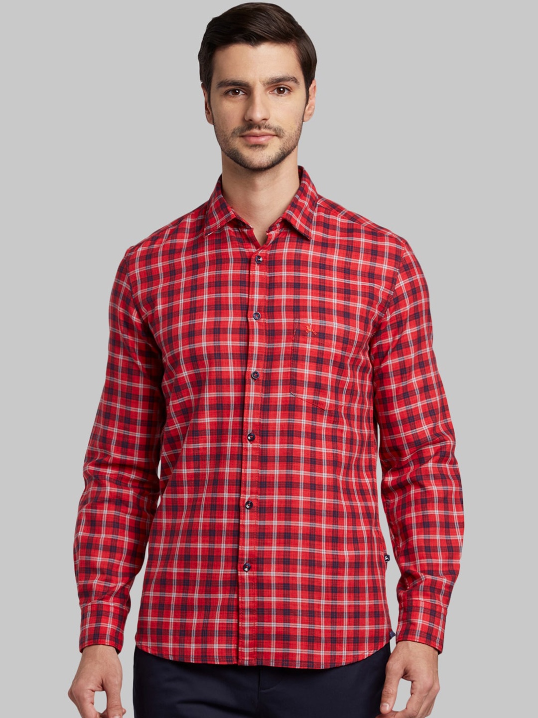 

Parx Men Red & Black Slim Fit Checked Casual Shirt
