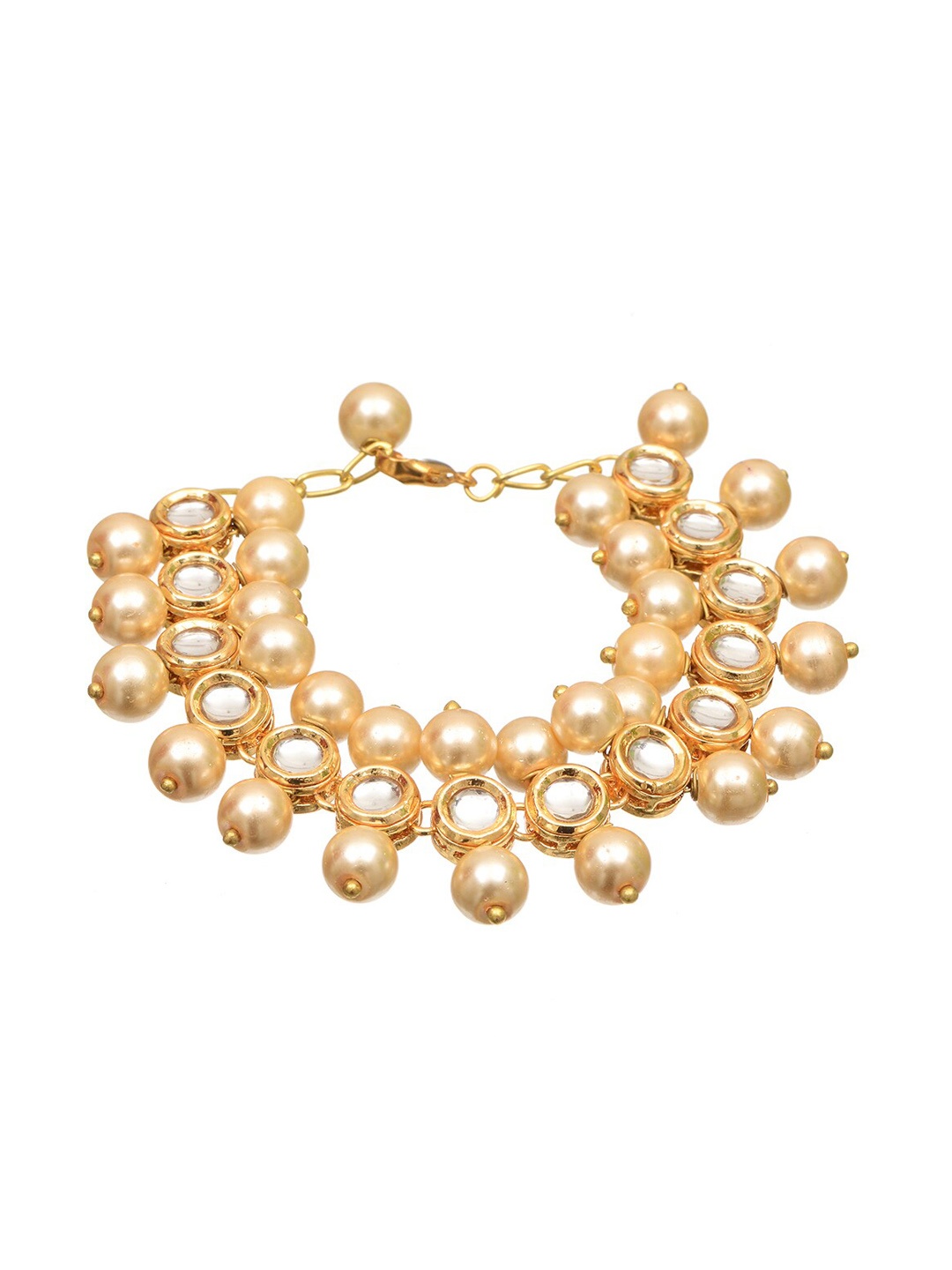 

INDYA White & Gold-Toned Kundan Pearl Bracelet