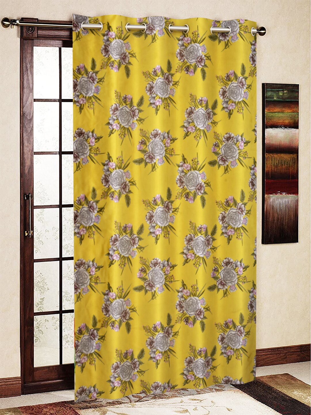 

Kuber Industries Gold-Toned Single Door Curtain