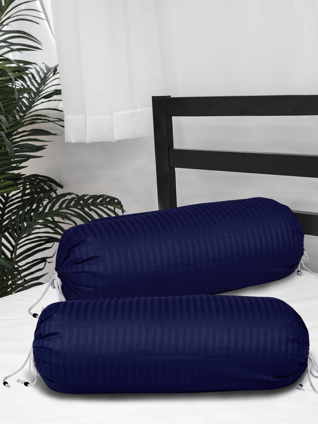 

Clasiko Set Of 2 Blue Striped Bolster Covers