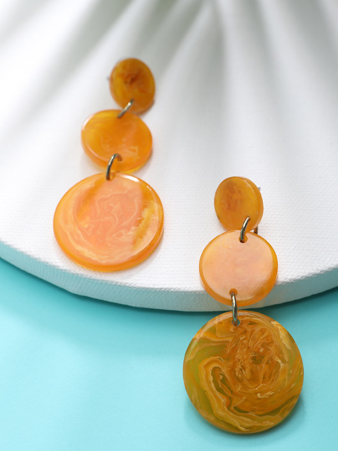 

STREET 9 Orange Circular Drop Earrings