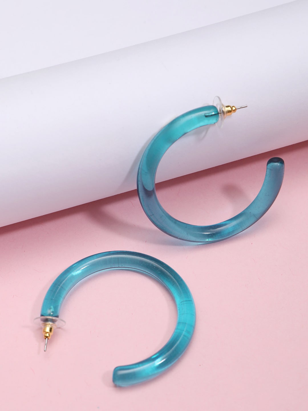 

STREET 9 Turquoise Blue Circular Half Hoop Earrings