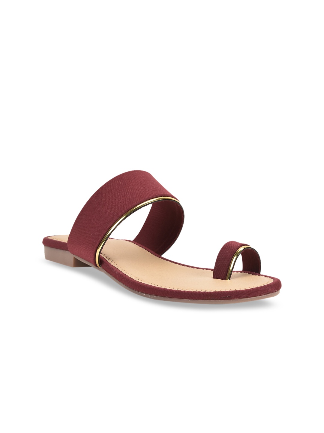 

SALARIO Women Maroon Solid PU One Toe Flats